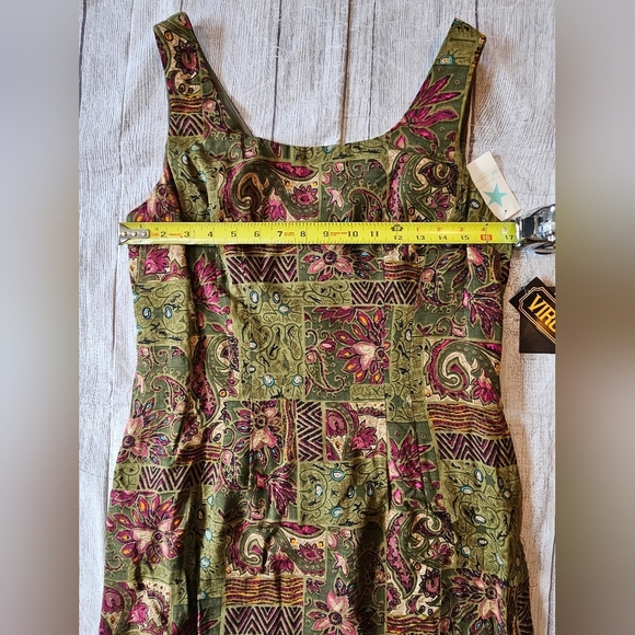 VIRGO II Size 12 Vintage New w/ Tags 90's Dress Floral Artsy Rayon Sleeveless - Picture 10 of 12